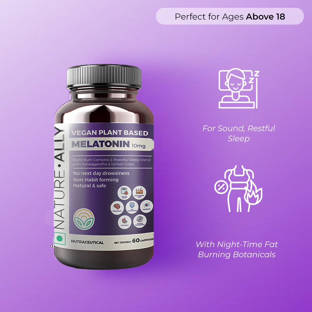 Melatonin 10 mg : Advanced Vegan Plant - Based Sleep Aid with Night Time Fat Burn