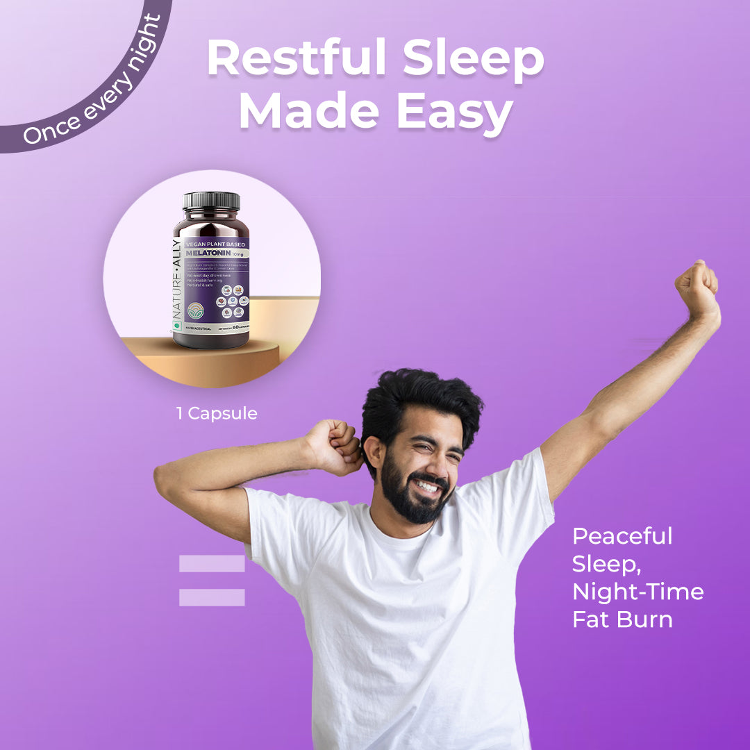 Melatonin 10 mg : Advanced Vegan Plant - Based Sleep Aid with Night Time Fat Burn